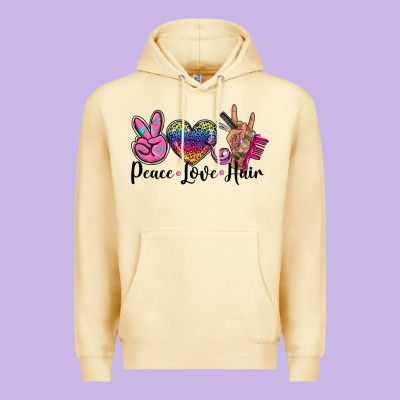 Peace Love Hair Premium Hoodie Designed By Barkaloodesign