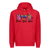 Red peace love hair Premium Hoodie - BarkalooDesign