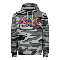 Slate Camo peace love hair Premium Hoodie - BarkalooDesign