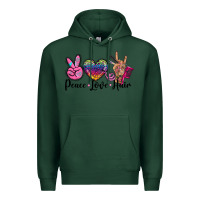 Sports Green peace love hair Premium Hoodie - BarkalooDesign