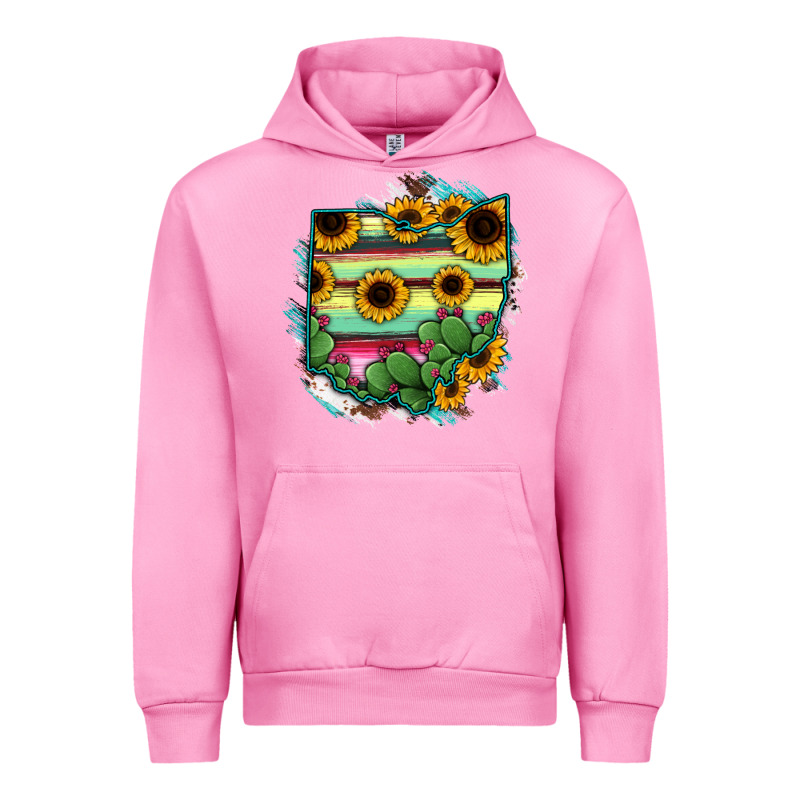 Ohio Map Sunflower Cactus Serape Urban Hoodie by RanaPortraitStore | Teevron