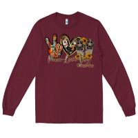 Burgundy peace love dog mama Long Sleeve Tee - RacoonDesign