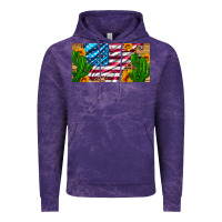 Cloud Purple usa flag and cactus and sunflowers with leopard and wood license  plat Vintage Hoodie - Artiststas