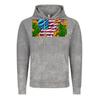 Cloud Rock usa flag and cactus and sunflowers with leopard and wood license  plat Vintage Hoodie - Artiststas