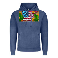 Usa Flag And Cactus And Sunflowers With Leopard And Wood License  Plat Vintage Hoodie | Teevron