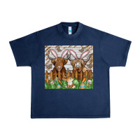 Navy easter cow Urban Heavy Tee - CowhideDigitalArt