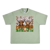 Oil Green easter cow Urban Heavy Tee - CowhideDigitalArt