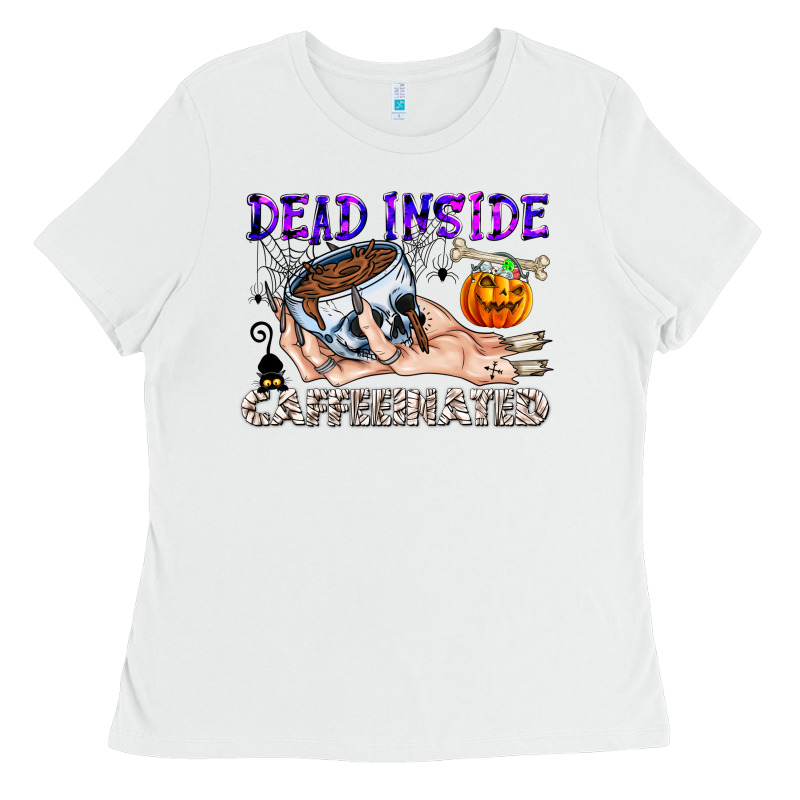 Dead Inside Caffeinated Ladies Tee by CowhideDigitalArt | Teevron