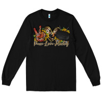 Black peace love hockey Long Sleeve Tee - RacoonDesign