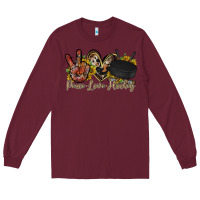 Burgundy peace love hockey Long Sleeve Tee - RacoonDesign