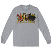 Heather Grey peace love hockey Long Sleeve Tee - RacoonDesign