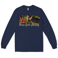 Navy peace love hockey Long Sleeve Tee - RacoonDesign