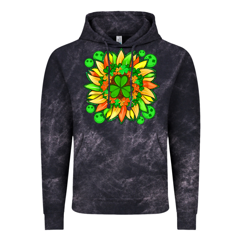 Sunflower With St Patricks Smiley Face And Shamrock With Glitter Vintage Hoodie by Artiststas | Teevron