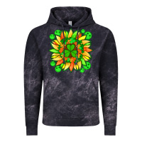 Cloud Black sunflower with st patricks smiley face and shamrock with glitter Vintage Hoodie - Artiststas