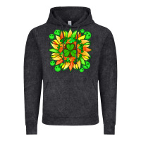 Vintage Black sunflower with st patricks smiley face and shamrock with glitter Vintage Hoodie - Artiststas