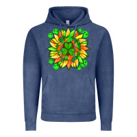 Vintage Denim sunflower with st patricks smiley face and shamrock with glitter Vintage Hoodie - Artiststas