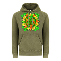 Vintage Olive sunflower with st patricks smiley face and shamrock with glitter Vintage Hoodie - Artiststas