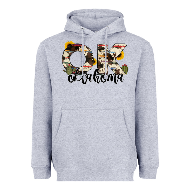 Oklahoma State Cowhide Serape Cactus Heavyweight Hoodie by RanaPortraitStore | Teevron