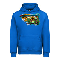 Cobalt Oklahoma Map Sunflower Cactus Serape Urban Hoodie - RanaPortraitStore
