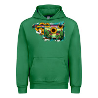 Emerald Oklahoma Map Sunflower Cactus Serape Urban Hoodie - RanaPortraitStore