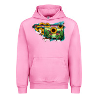 Fuchsia Pink Oklahoma Map Sunflower Cactus Serape Urban Hoodie - RanaPortraitStore