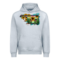 Heather Grey Oklahoma Map Sunflower Cactus Serape Urban Hoodie - RanaPortraitStore