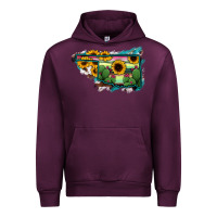Mauve Wine Oklahoma Map Sunflower Cactus Serape Urban Hoodie - RanaPortraitStore