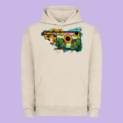 Oklahoma Map Sunflower Cactus Serape Urban Hoodie Designed By Ranaportraitstore