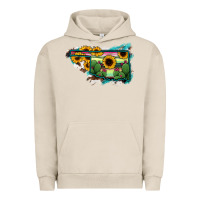 Pigment French Oak Oklahoma Map Sunflower Cactus Serape Urban Hoodie - RanaPortraitStore