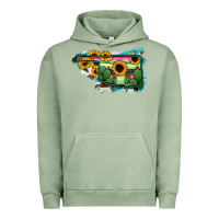 Pigment Oil Green Oklahoma Map Sunflower Cactus Serape Urban Hoodie - RanaPortraitStore