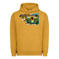 Pigment Peanut Butter Oklahoma Map Sunflower Cactus Serape Urban Hoodie - RanaPortraitStore