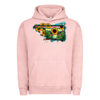 Pigment Salmon Oklahoma Map Sunflower Cactus Serape Urban Hoodie - RanaPortraitStore