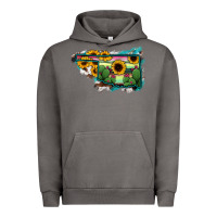 Pigment Tornado Oklahoma Map Sunflower Cactus Serape Urban Hoodie - RanaPortraitStore