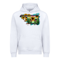 White Oklahoma Map Sunflower Cactus Serape Urban Hoodie - RanaPortraitStore