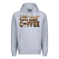 Heather Grey keep calm and make coffee Premium Hoodie - BarkalooDesign