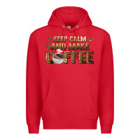 Red keep calm and make coffee Premium Hoodie - BarkalooDesign