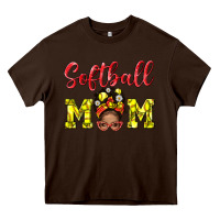 Chocolate Brown softball mom  and afro messybun mom bbs Heavy Core Tee - BundleAndBundleShop