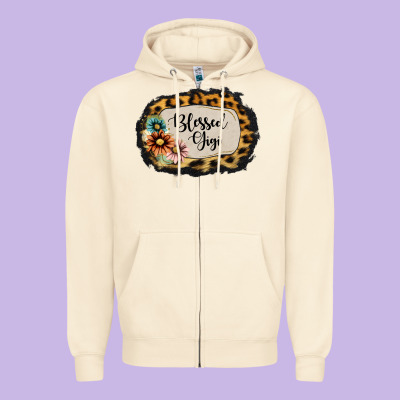 Blessed Gigi Zipper Hoodie Designed By Jasminsmagicworld