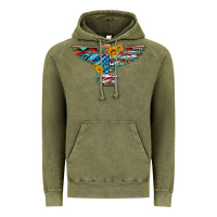 Vintage Olive thunderbird with usa flag and sunflowers Vintage Hoodie - Artiststas