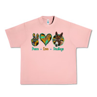 Salmon Peace Love Donkeys Urban Heavy Tee - Jasminsmagicworld