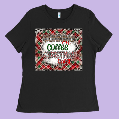 Running On Coffee And Christmas Ladies Tee Designed By Cowhidedigitalart