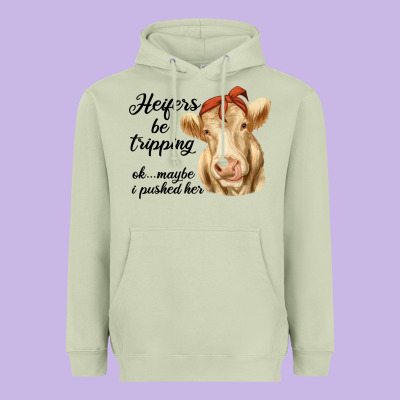Heifer's Be Trippin' Charolais Cow Heavyweight Hoodie Designed By Ranaportraitstore
