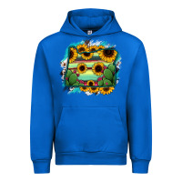 Cobalt Oregon Map Sunflower Cactus Serape Urban Hoodie - RanaPortraitStore
