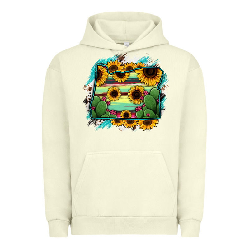 Oregon Map Sunflower Cactus Serape Urban Hoodie by RanaPortraitStore | Teevron