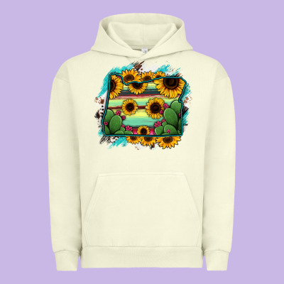 Oregon Map Sunflower Cactus Serape Urban Hoodie Designed By Ranaportraitstore