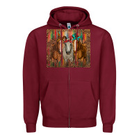 Burgundy western horses with bandanas Zipper Hoodie - RanaPortraitStore