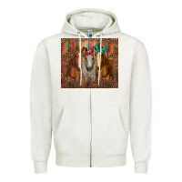 Oatmeal Heather western horses with bandanas Zipper Hoodie - RanaPortraitStore