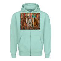 Seafoam western horses with bandanas Zipper Hoodie - RanaPortraitStore