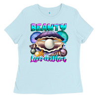 Baby Blue Beauty Lies Within Ladies Tee - CowhideDigitalArt