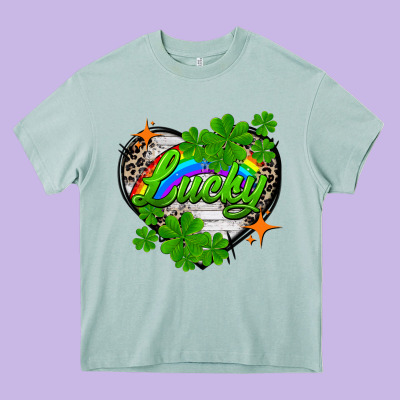 Lucky Heart St. Patricks Day Heavy Core Tee Designed By Fadigitalartstudio